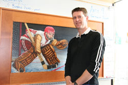 THE PUCK STOPS HERE: Art teacher Kris Heuckroth combines his love of hockey with art, and helps students to see the world.